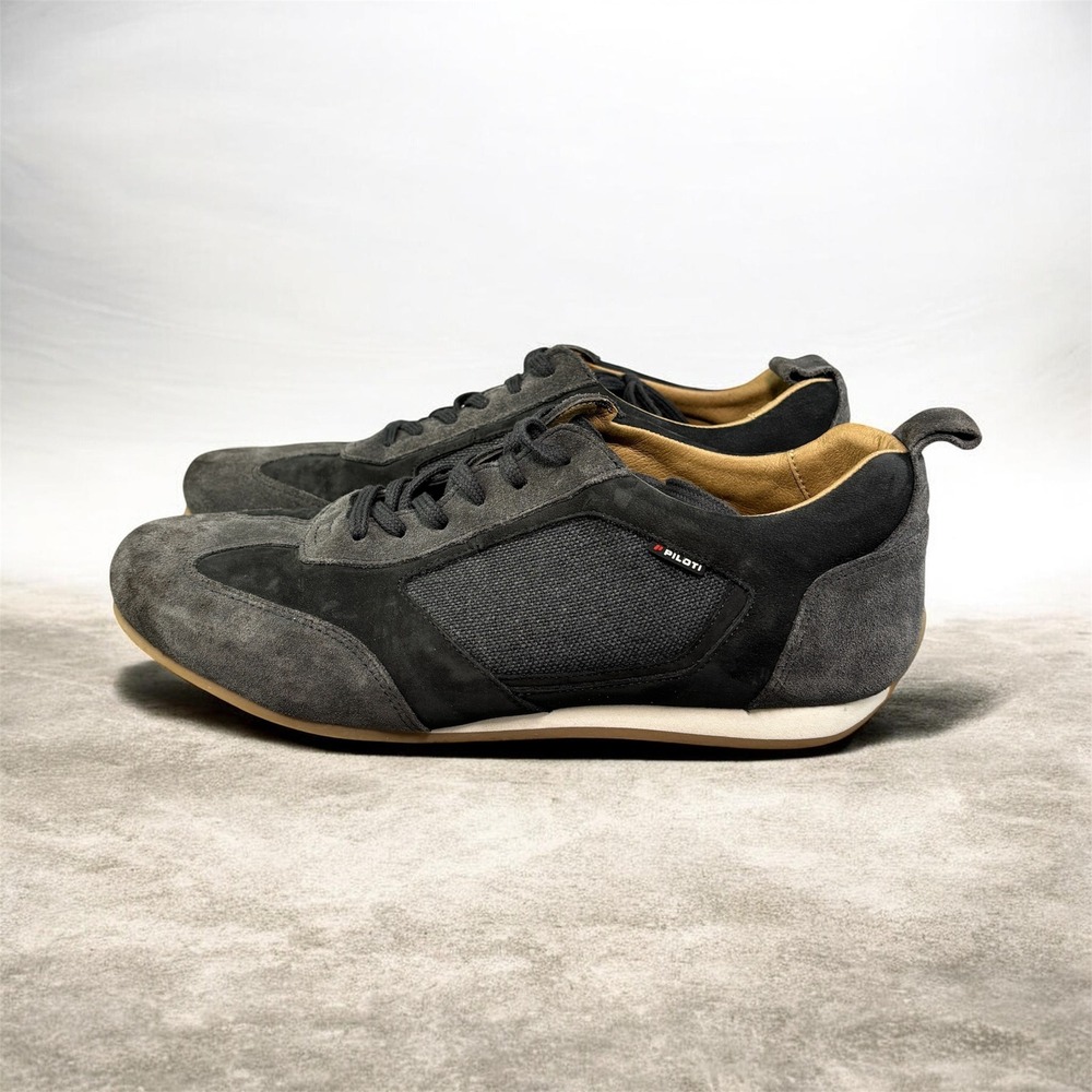 Piloti Men's 9 Black Gray Suede Leather Sneakers Portugal